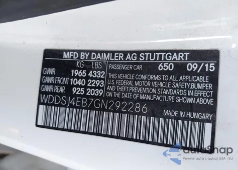 2016 Mercedes-Benz Cla 250 from USA, damaged, VIN WDDSJ4EB7GN292286